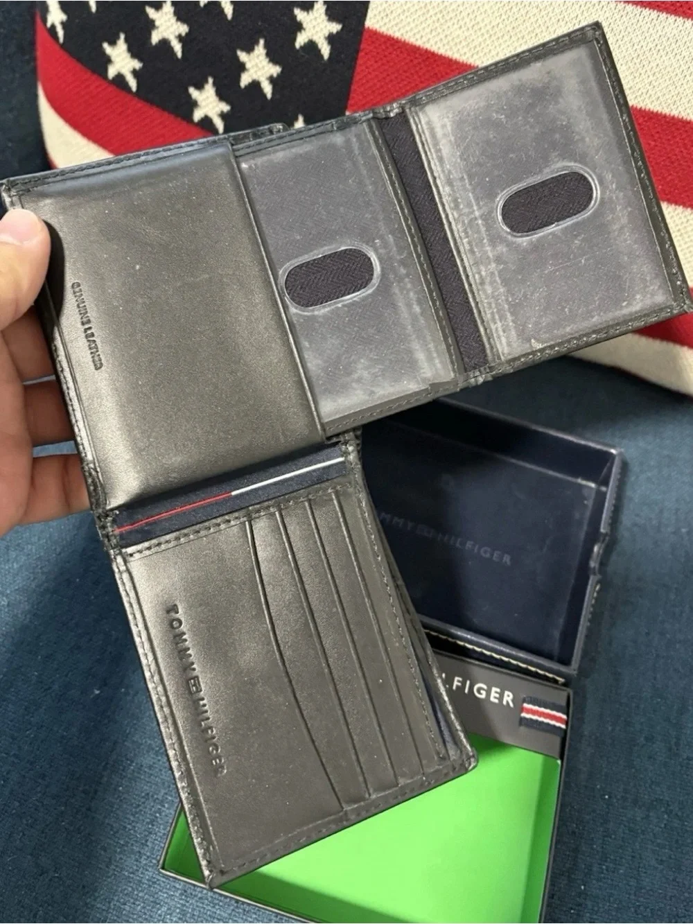 Tommy Hilfiger Black Leather Bi-Fold Wallet with ID Window